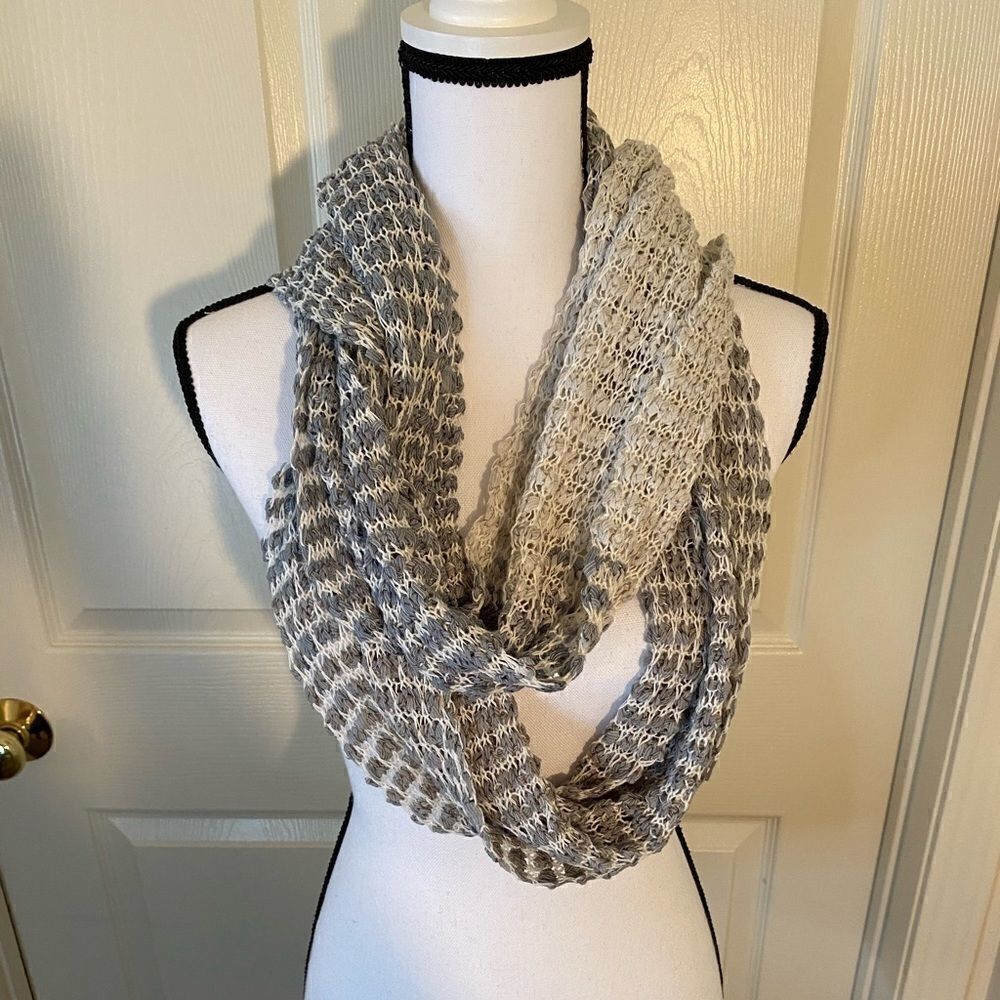 Pins and needles, grey & white infinity scarf